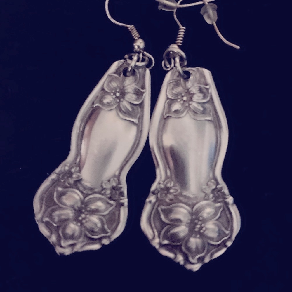 Vintage Silver spoon end earrings